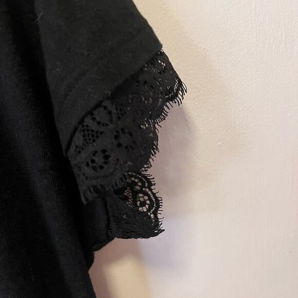 Sanctuary Black Linen Cut Out Back Top With Lace Detail Size S - Picture 5 of 5